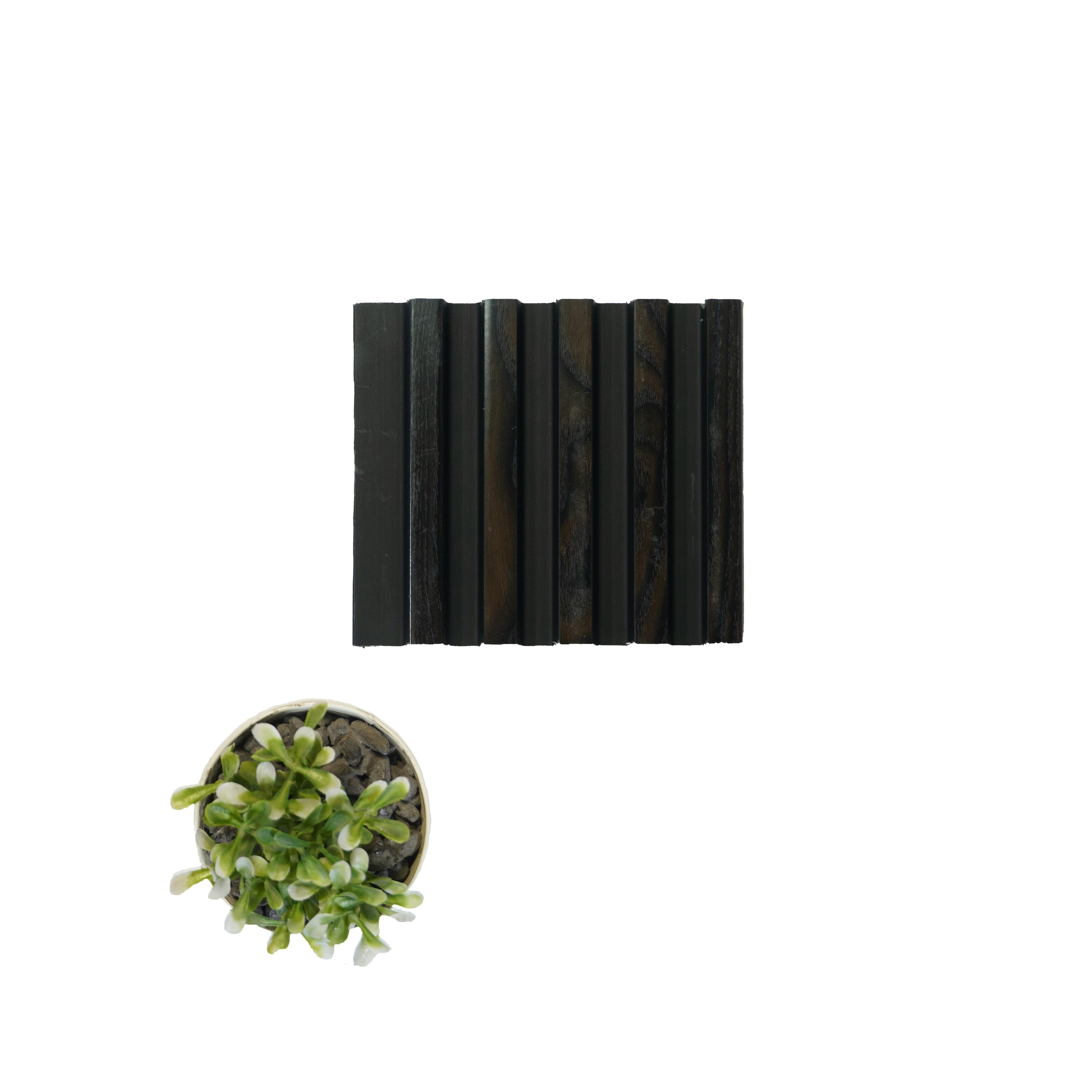Charcoal Louvers Panel Wood Black 8x0.41 Ft - 1217