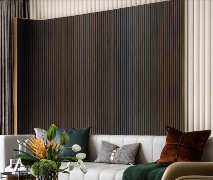 Charcoal Louvers Panel Wood Brown 9.5x1 Ft - Ur 7402