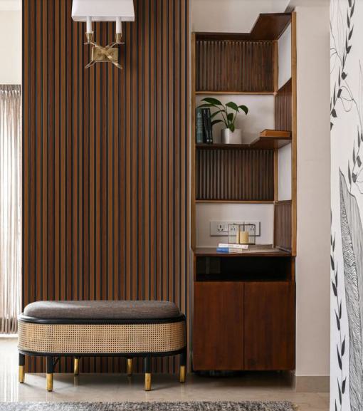 Nexo Charcoal Louvers Wood Brown 9.5x1 Ft - Ur 8405