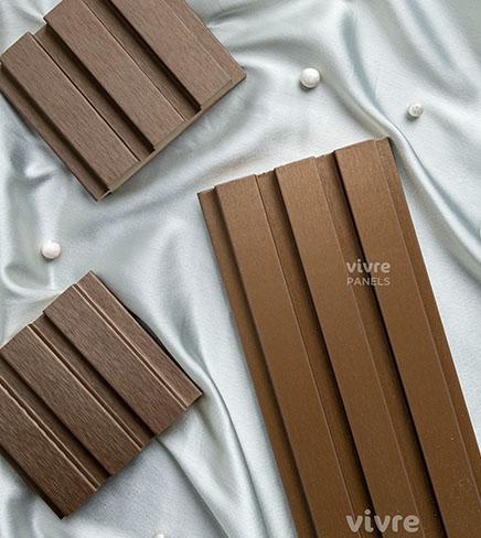 Vivre Panels Slats-501 Picasso Gold Vivre Profile Series MDF Louvers 9x0.41 ft plain colors Brown 3771