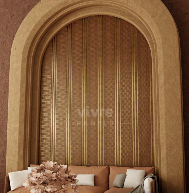 Hexagon Decolux Series Decorative Wall Panel Designer Brown 8x0.68 Ft - Vx3013