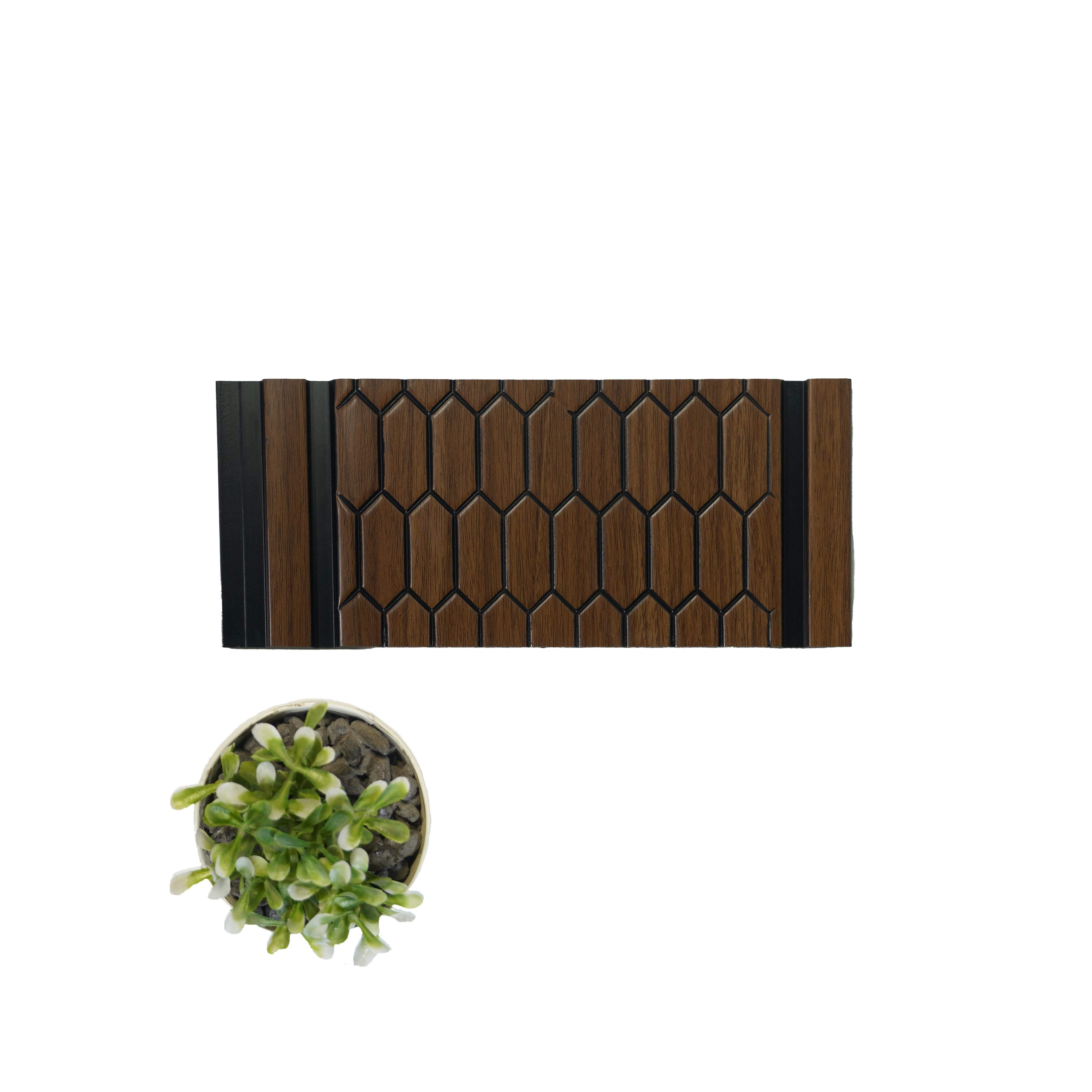 Hexagon Decolux Series Decorative Wall Panel Designer Brown 8x0.68 Ft - Vx3014