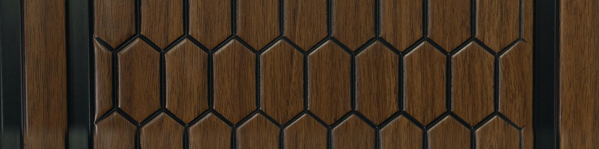 Hexagon Decolux Series Decorative Wall Panel Designer Brown 8x0.68 Ft - Vx3014