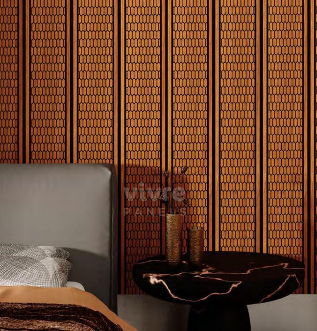 Hexagon Decolux Series Decorative Wall Panel Designer Brown 8x0.68 Ft - Vx3014