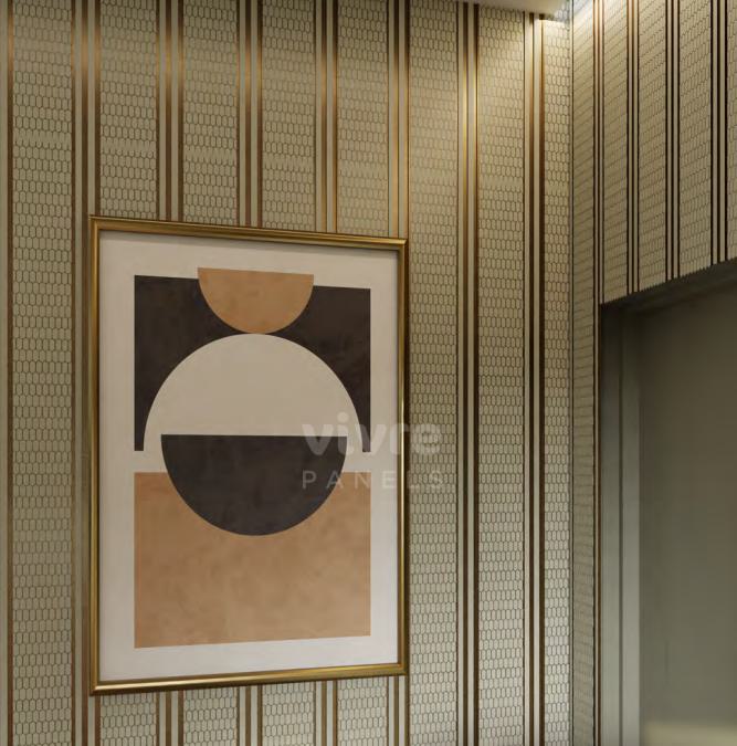 Hexagon Decolux Series Decorative Wall Panel Designer Beige 8x0.68 Ft - Vx3015