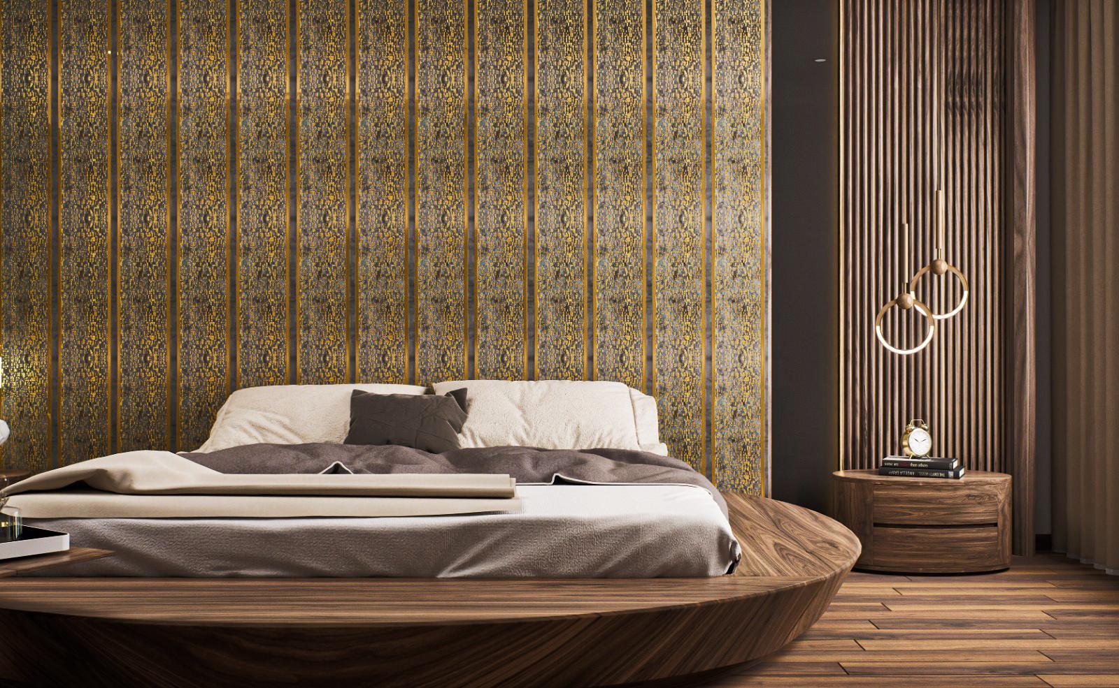 Shimmer Decolux Series Decorative Wall Panel Designer Brown 8x0.68 Ft - Vx3011