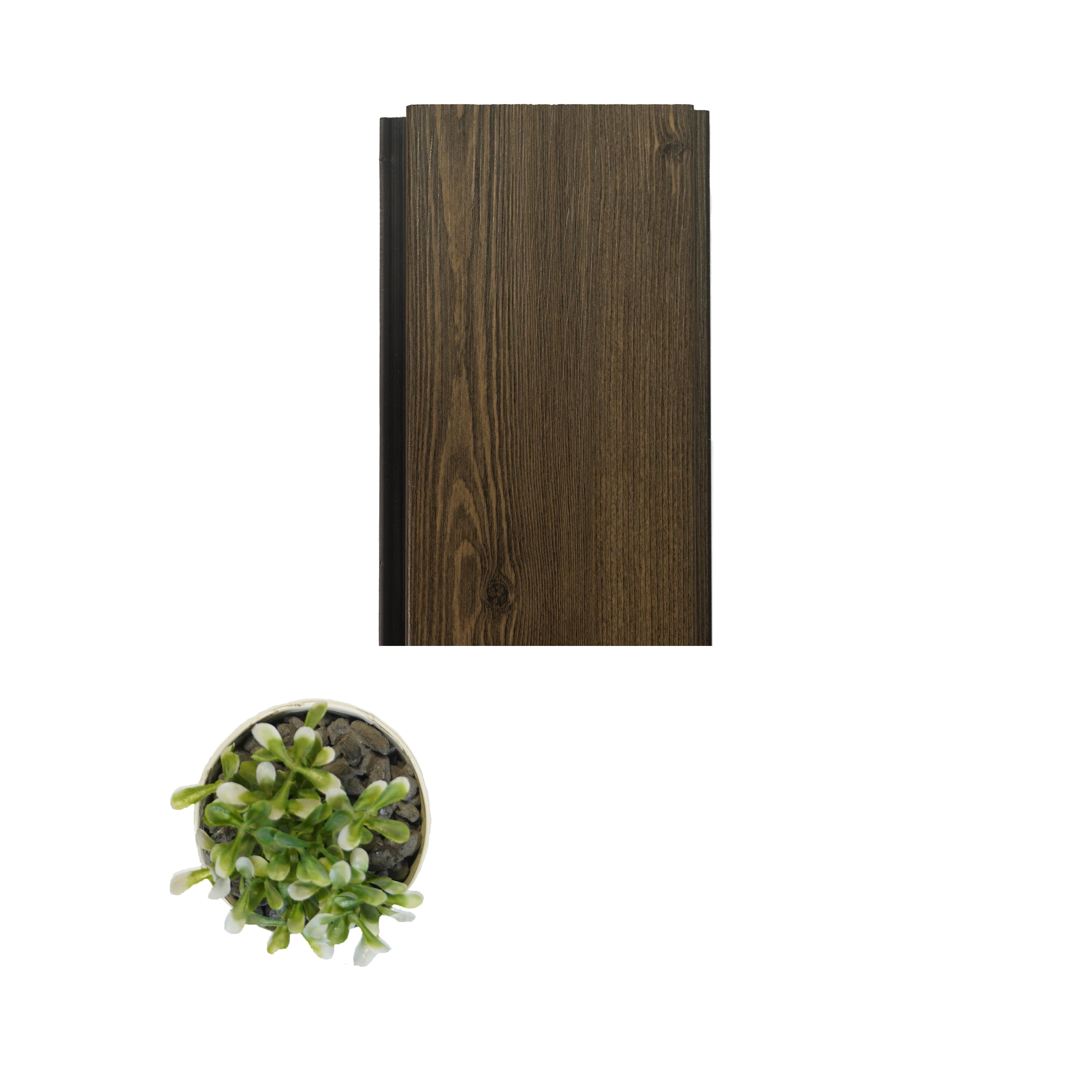 Siding Boards Aluclad Series Exterior Grade Pvc Membrane Finish Composite Polymer Louvers Wood Brown 9x0.37 Ft - Aw 09