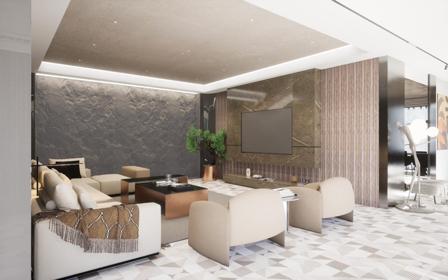 Vivre Louver Series Charcoal Marble & Stone Brown 8x0.41 Ft - Vl-15