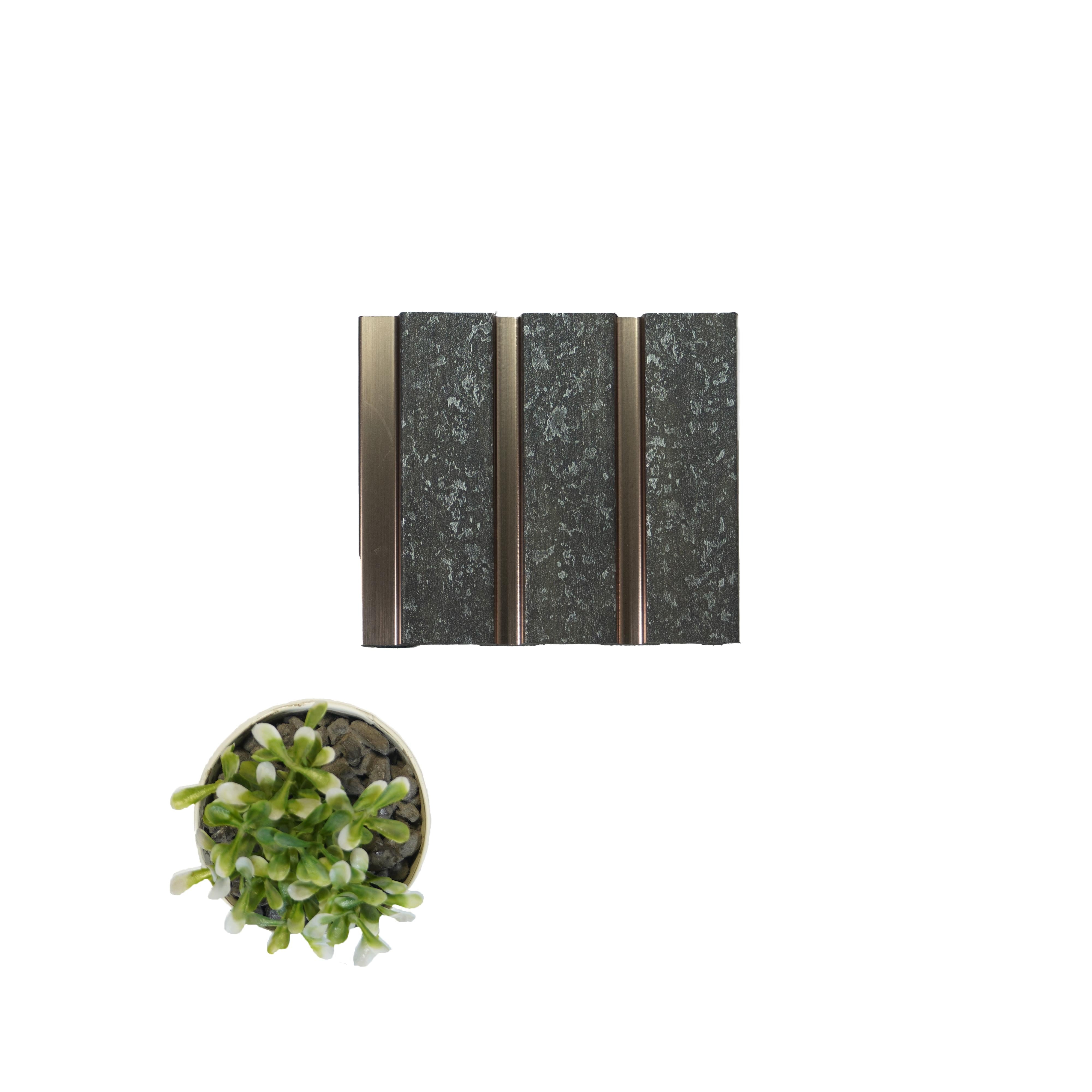 Vivre Louver Series Charcoal Marble & Stone Brown 8x0.41 Ft - Vl-15