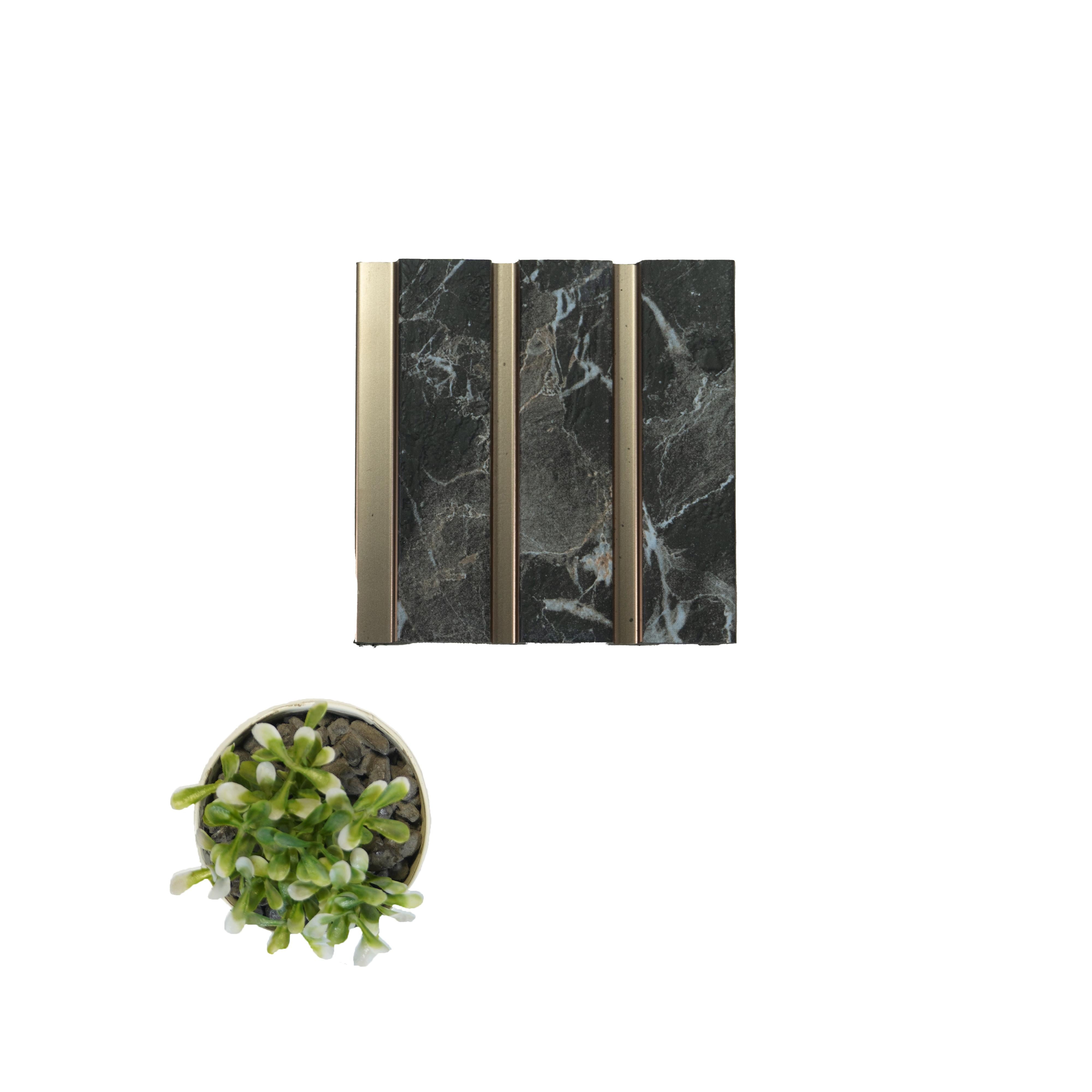 Vivre Louver Series Charcoal Marble & Stone Black 8x0.41 Ft - Vl-16