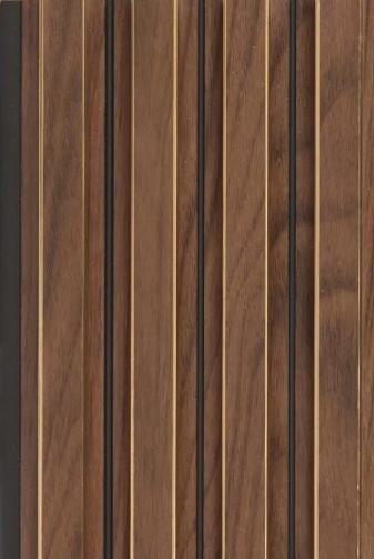 Interlock Charcoal Louvers Wood Walnut Brown 9.5x0.38 Ft - Pn 02716 H