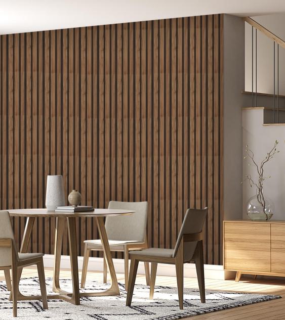 Charcoal Louvers Wood Warm Brown 8x0.39 Ft - Pn 02718 D