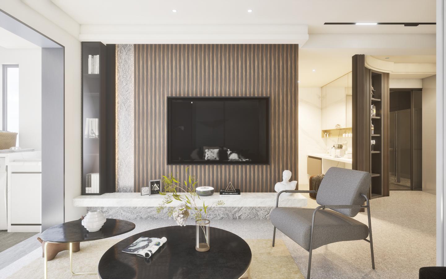 Charcoal Louvers Panel Display Clads Series Marble & Stone Wenge 8x0.41 Ft - Sa 1007
