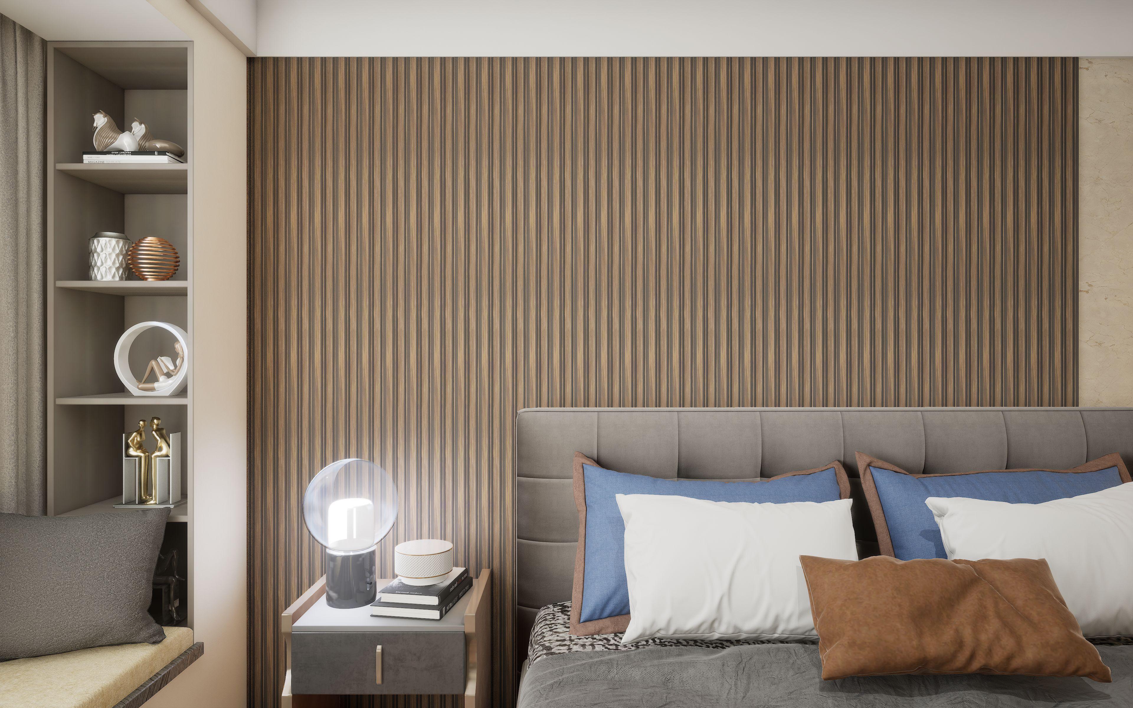 Charcoal Louvers Panel Display Clads Series Marble & Stone Wenge 8x0.41 Ft - Sa 1007