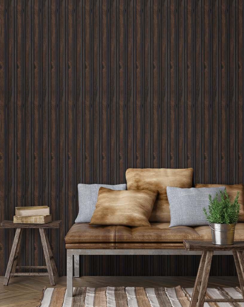 Charcoal Louvers Panel Display Clads Series Wood Wenge 8x0.41 Ft - Sa 1011