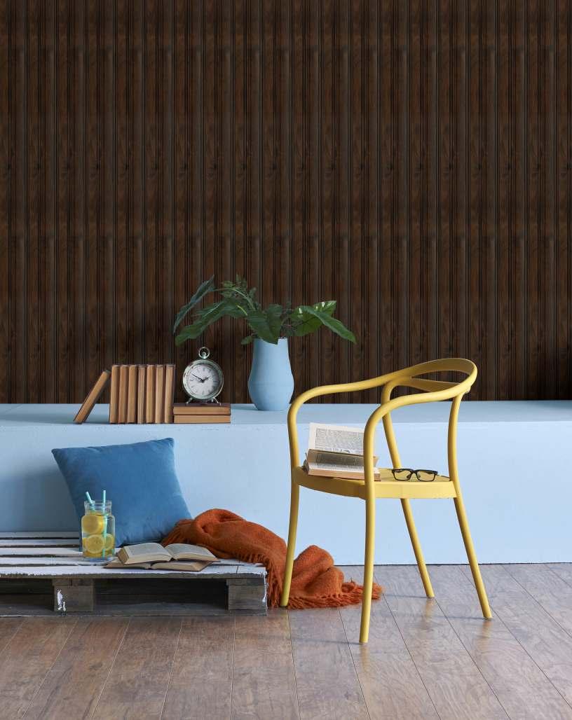 Wenge Charcoal Louvers Panel Display Clads Series Wood 8x0.41 Ft - Sa 1012