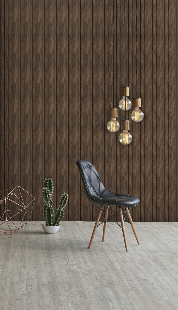 Charcoal Louvers Panel Sleek & Splendid Series Wood Wenge 8x0.41 Ft - Sa 1006