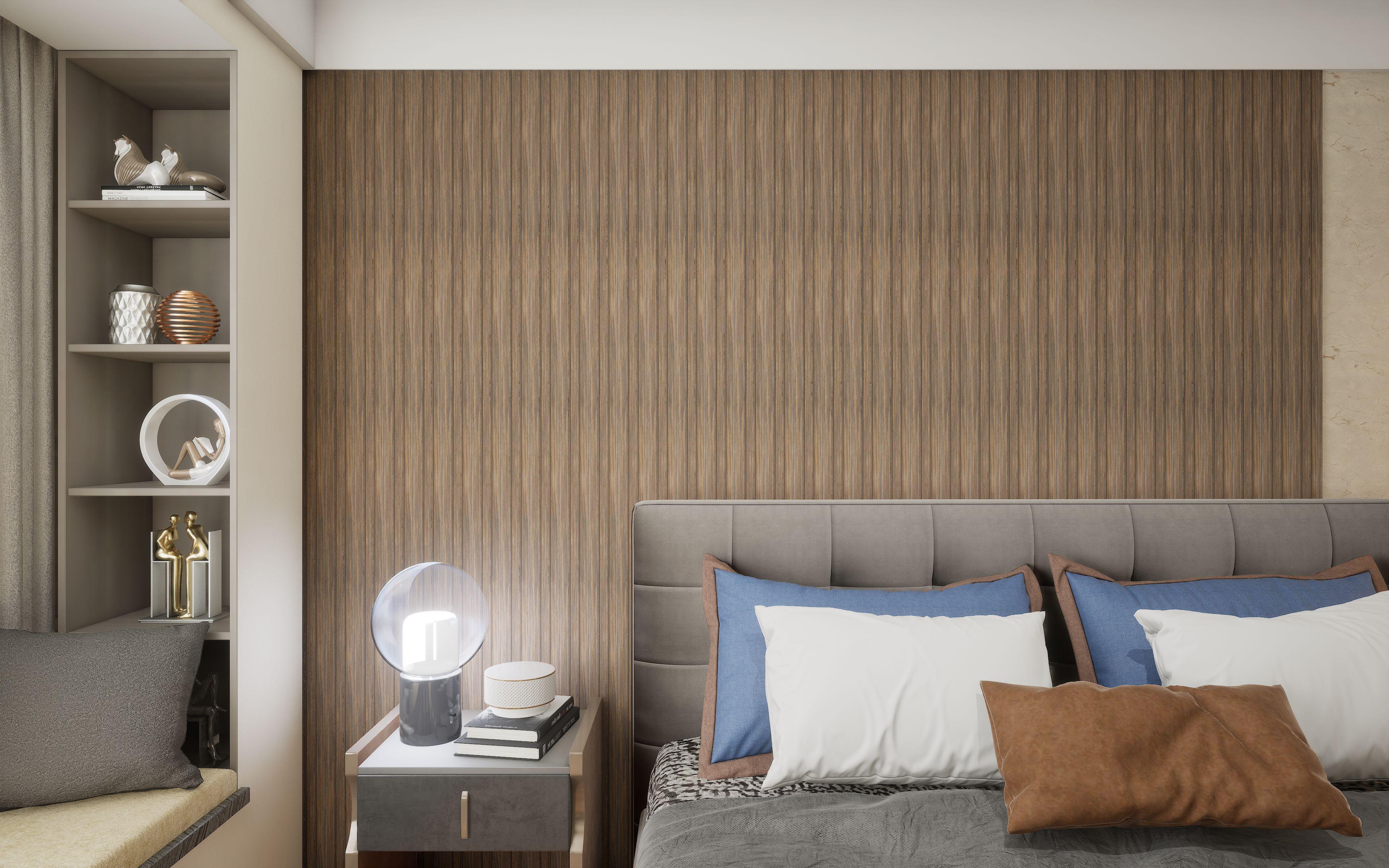Charcoal Louvers Panel Sleek & Splendid Series Wood Wenge 8x0.41 Ft - Sa 1006
