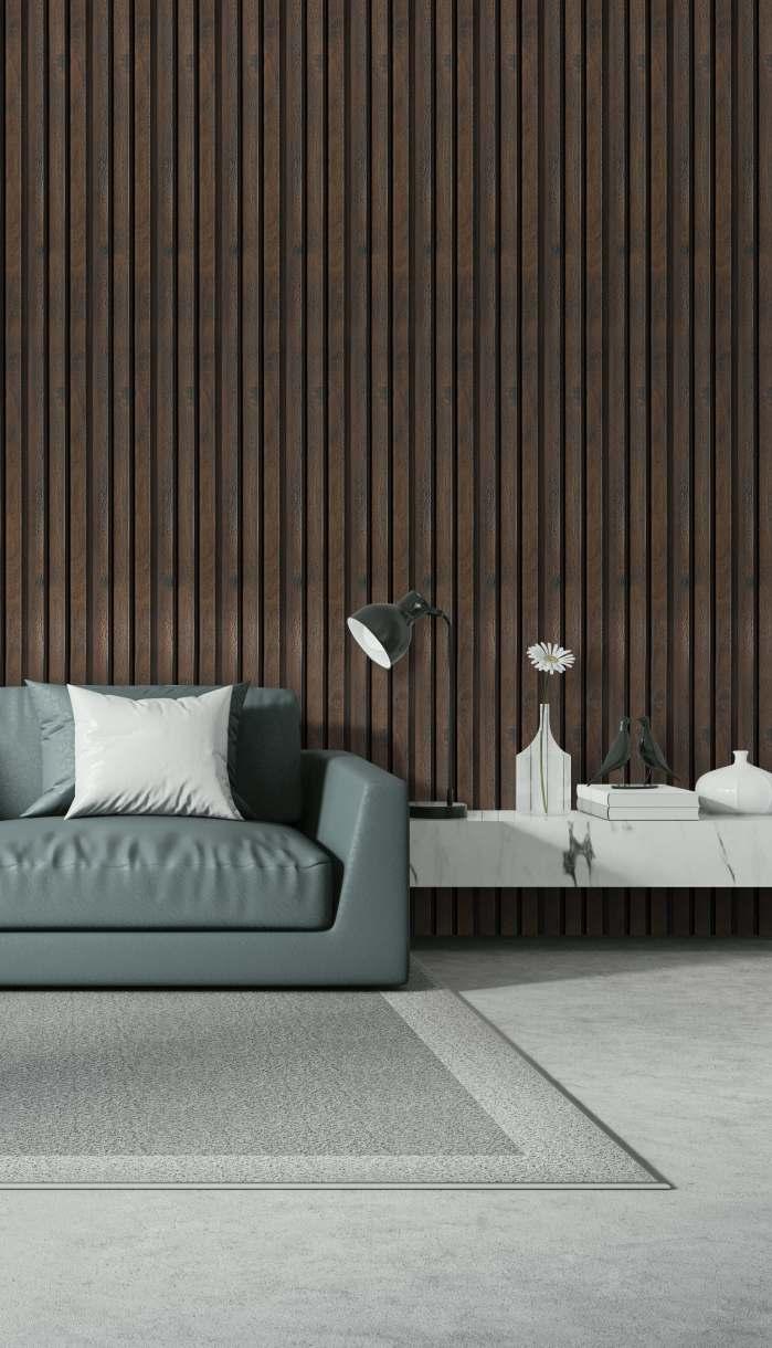 Charcoal Louvers Panel Sleek & Splendid Series Wood Wenge 8x0.41 Ft - Sa 1009