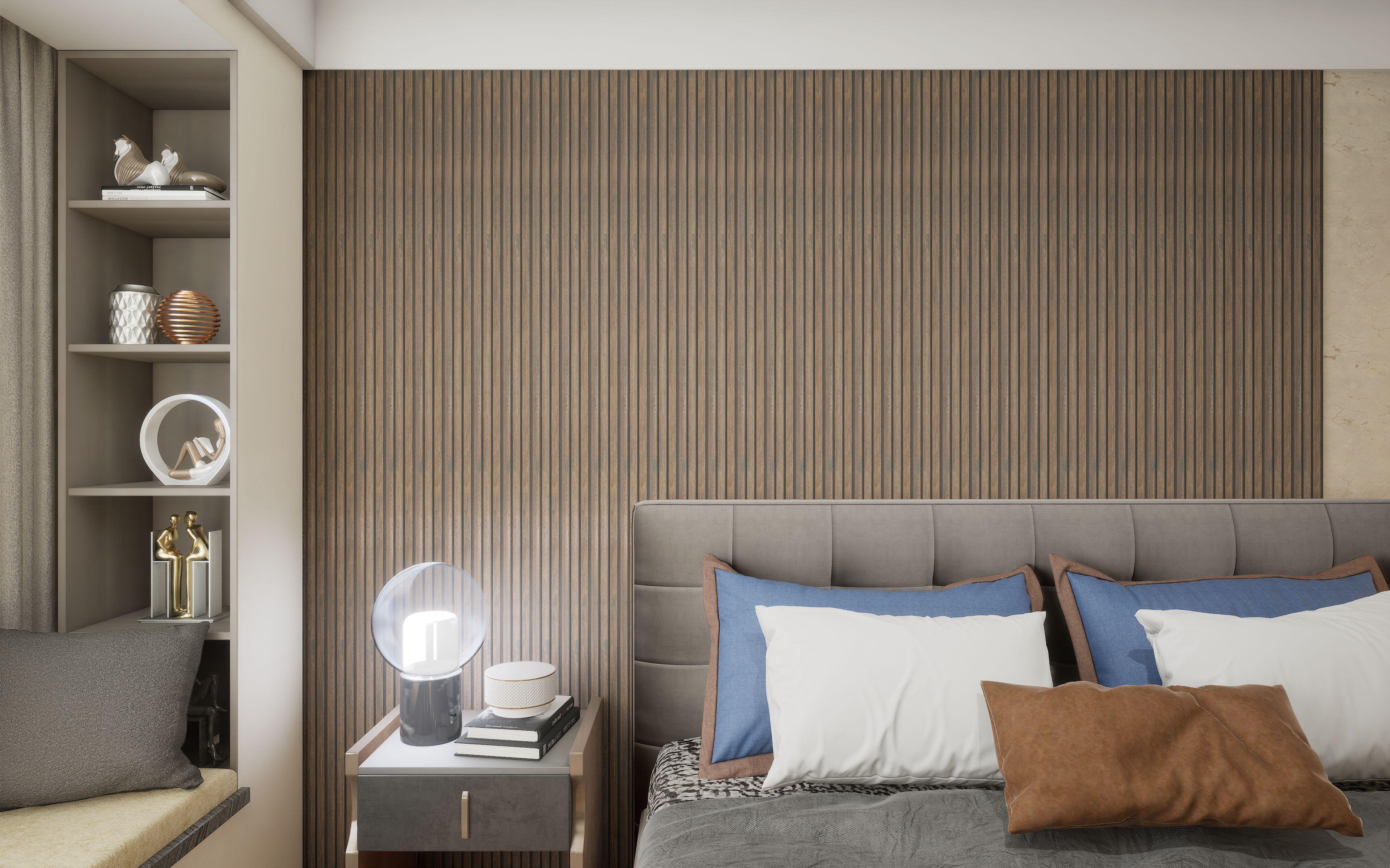 Charcoal Louvers Panel Sleek & Splendid Series Wood Wenge 8x0.41 Ft - Sa 1009