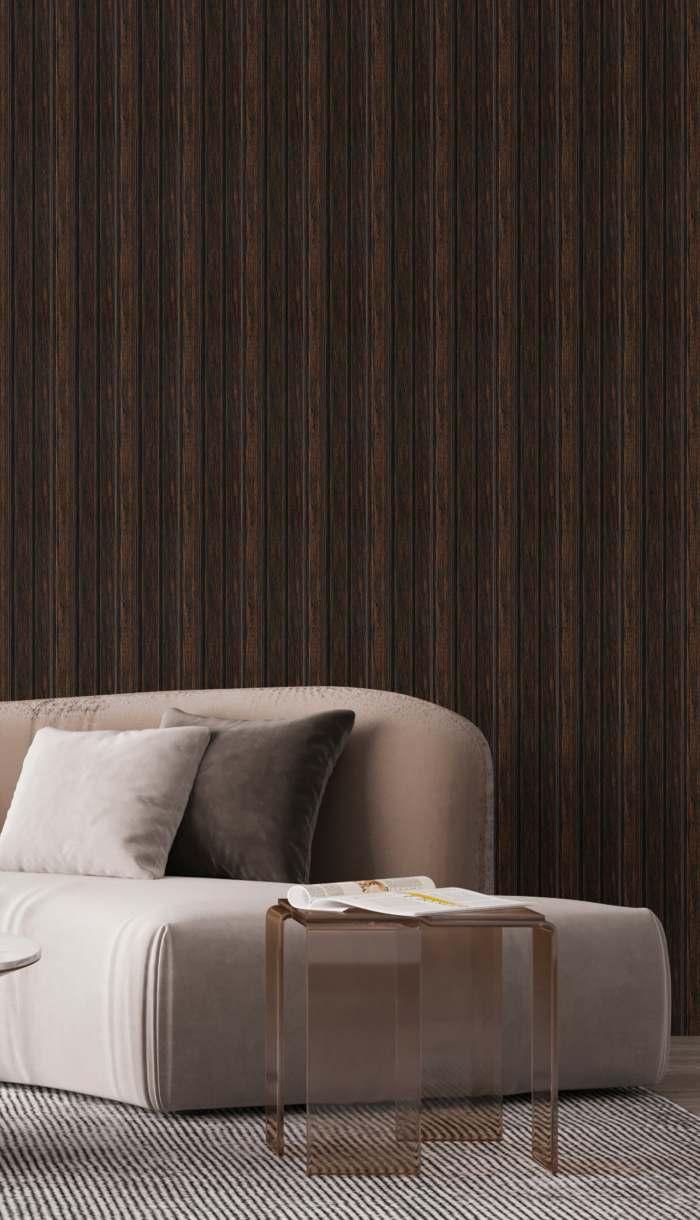 Charcoal Louvers Panel Sleek & Splendid Series Wood Wenge 8x0.41 Ft - Sa 1022
