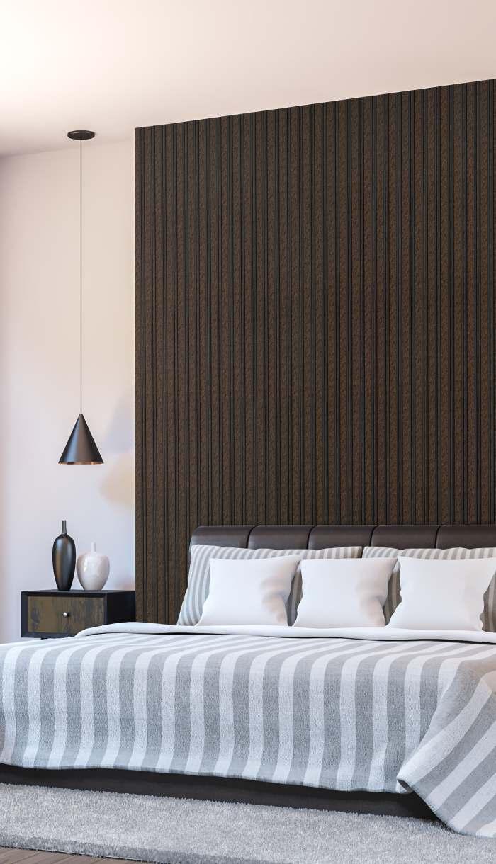 Charcoal Louvers Panel Sleek & Splendid Series Marble Stone Wenge 8x0.41 Ft - Sa 3004