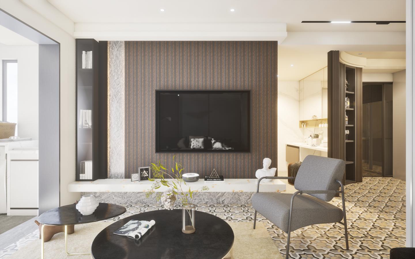 Charcoal Louvers Panel Sleek & Splendid Series Marble Stone Wenge 8x0.41 Ft - Sa 3004