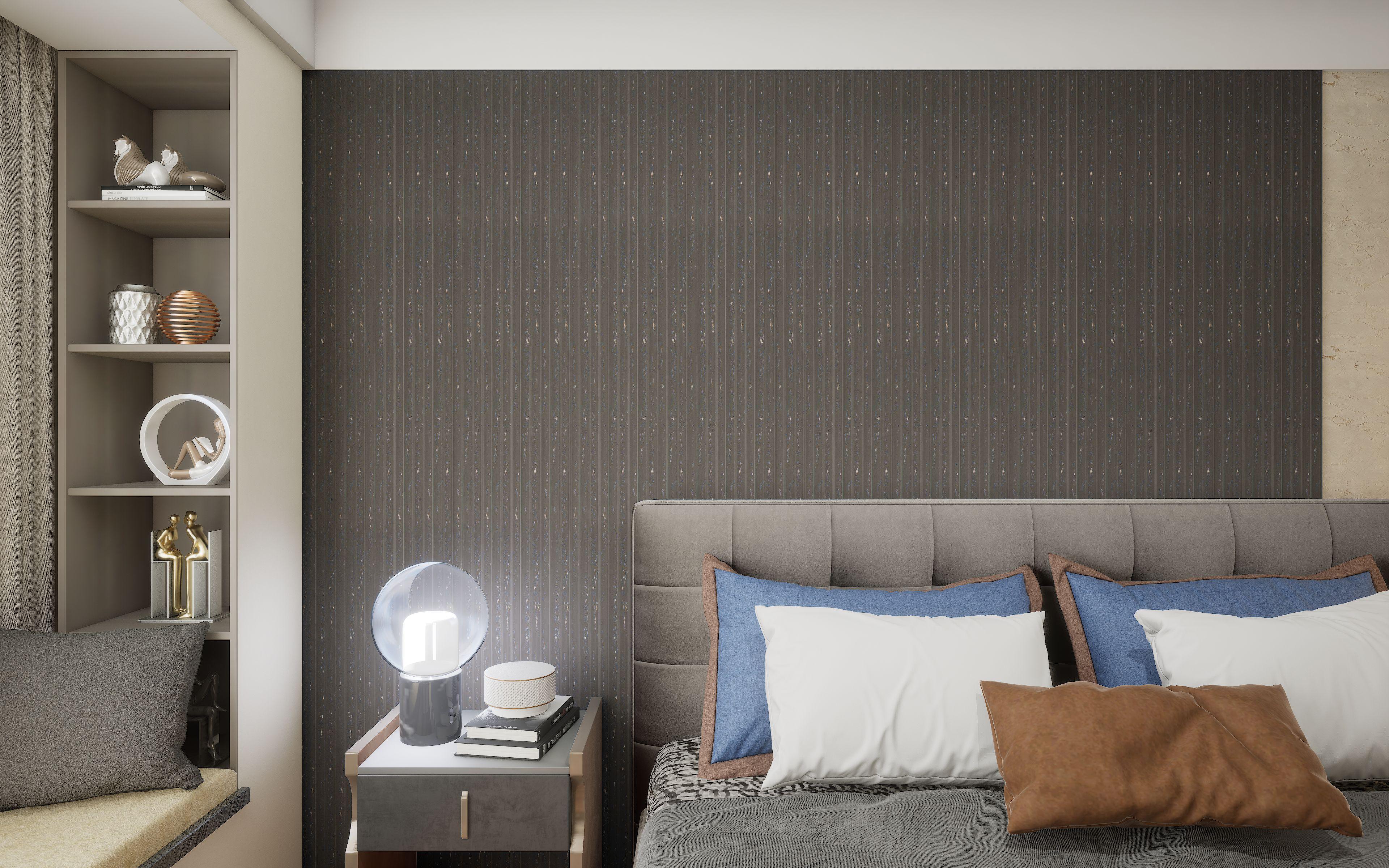 Charcoal Louvers Panel Sleek & Splendid Series Plain Colors Wenge 8x0.41 Ft - Sa 3012