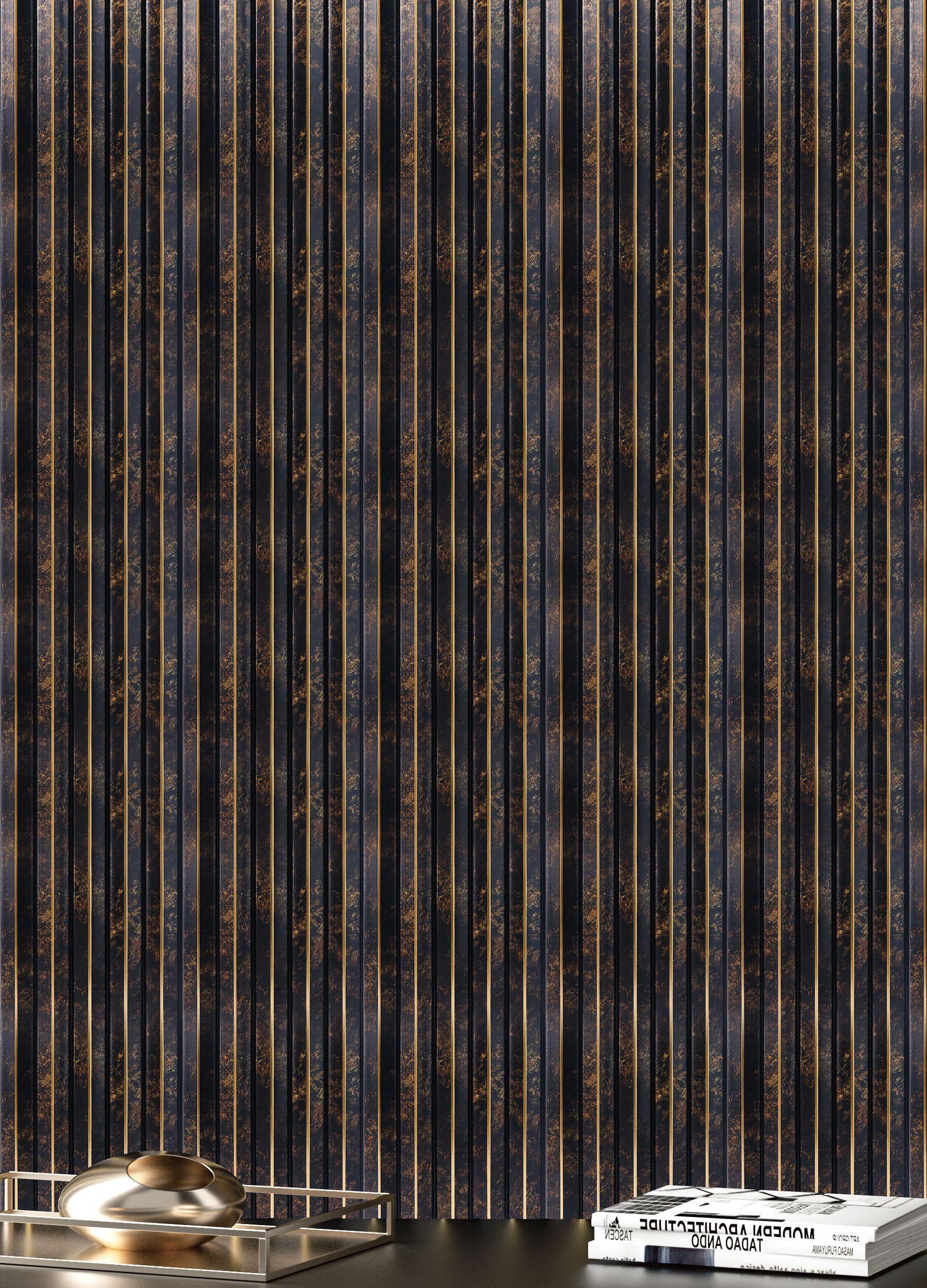 Wenge Marble Charcoal Louvers Panel & Stone 8x0.39 Ft - Pn 05313