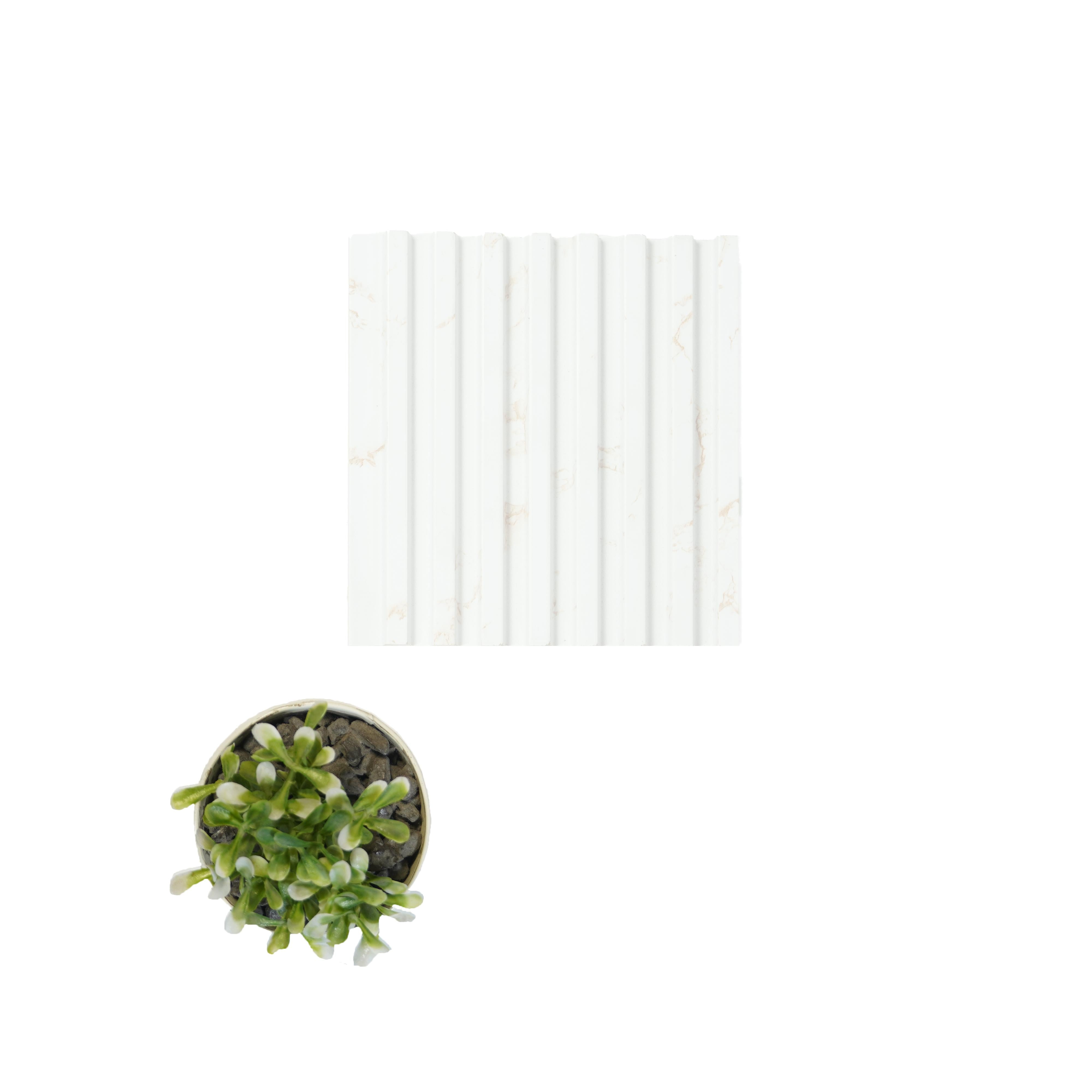 White Marble Charcoal Louver & Stone 8x0.39 Ft - Wl 1609