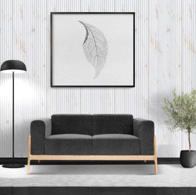 White Marble Charcoal Louver & Stone 8x0.52 Ft - Pn 00534