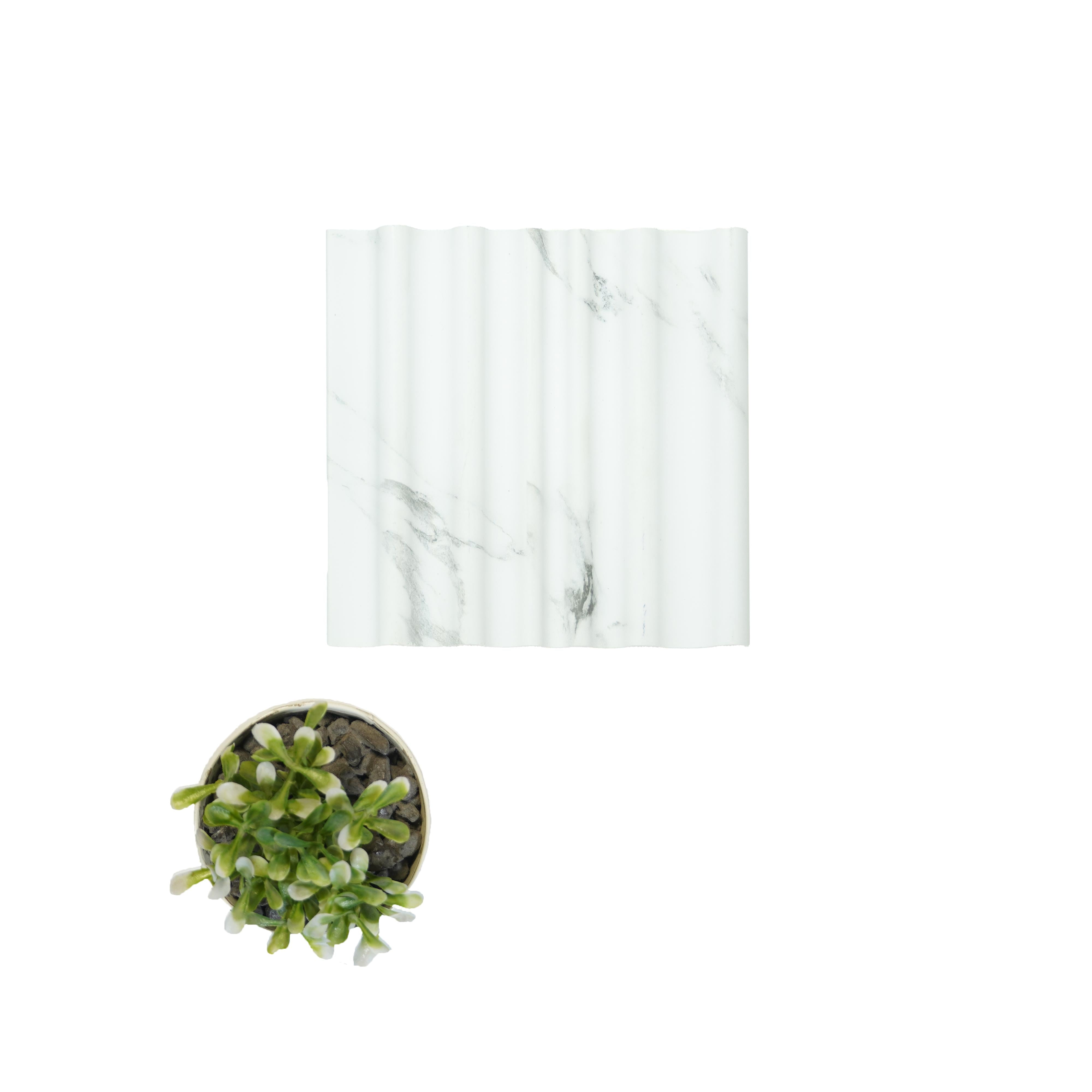 White Marble Charcoal Louver & Stone 9.5x0.4 Ft - Pn 00524