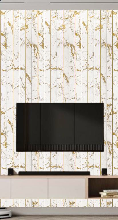 White Marble Charcoal Louvers Panel & Stone 8x0.83 Ft - Ed 82004