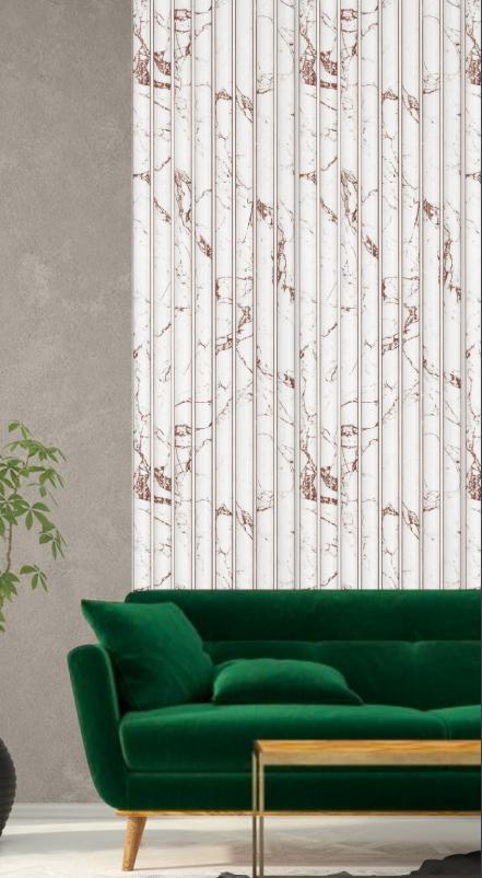 White Marble Charcoal Louvers & Stone 8x0.83 Ft - Ed 82012