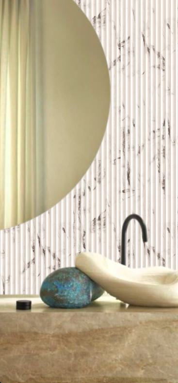 White Marble Charcoal Louvers & Stone 8x1 Ft - Ed11005