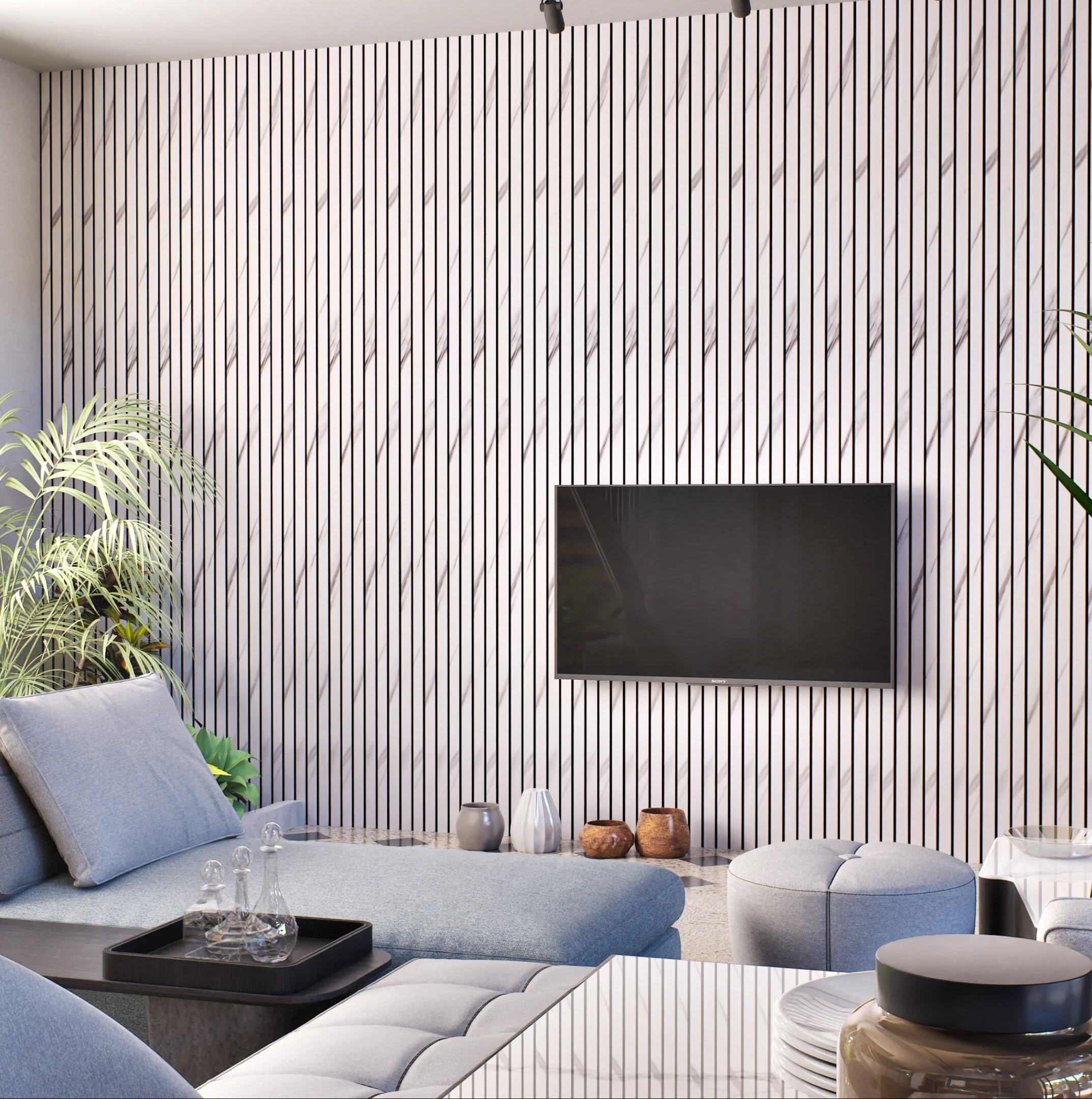 White Marble Pvc Louver & Stone 10x1 Ft - Pn 00391
