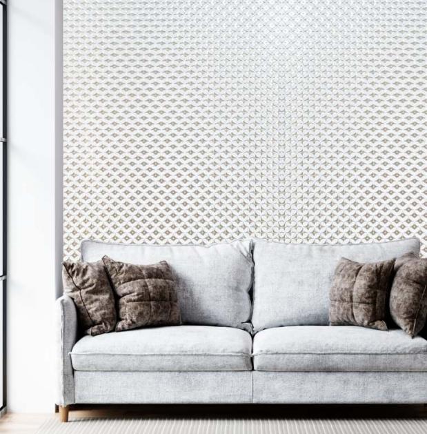 Decorative Wall Panel Metallic White 8x4 Ft - Ed 18109