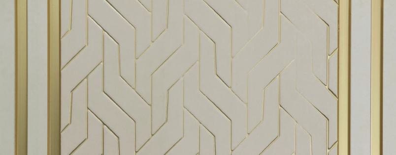 White Patterned Charcoal Louver Designer 8x1 Ft - Pn 00778