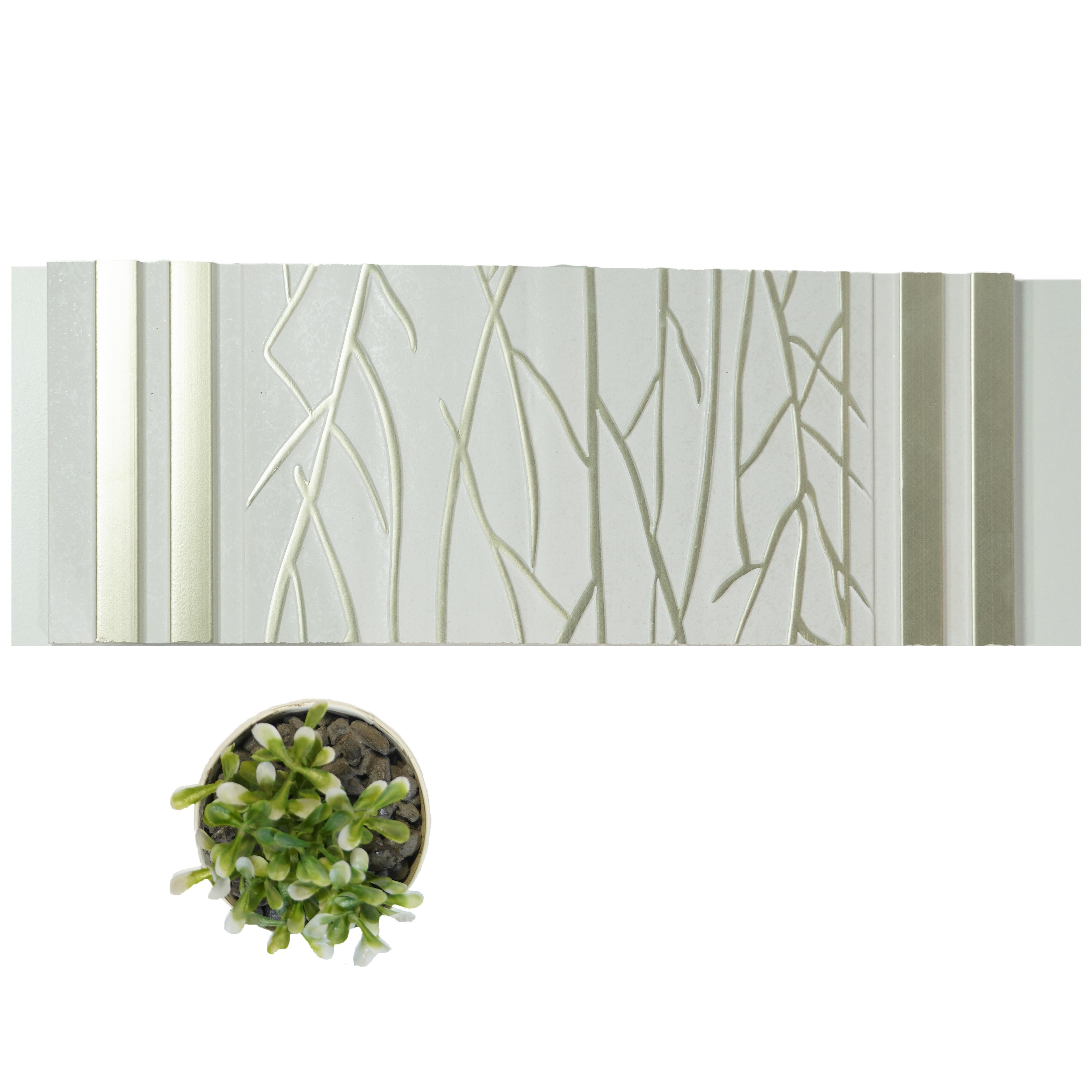 White Patterned Charcoal Louver Designer 8x1 Ft - Pn 00790
