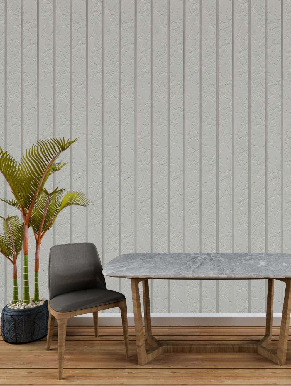White Patterned Charcoal Louvers Panel Designer 9.5x0.4 Ft - Pn 03562