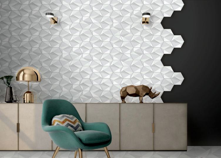 White Sparkl 3D Wall Panel Wood 0.45x0.52 Ft -