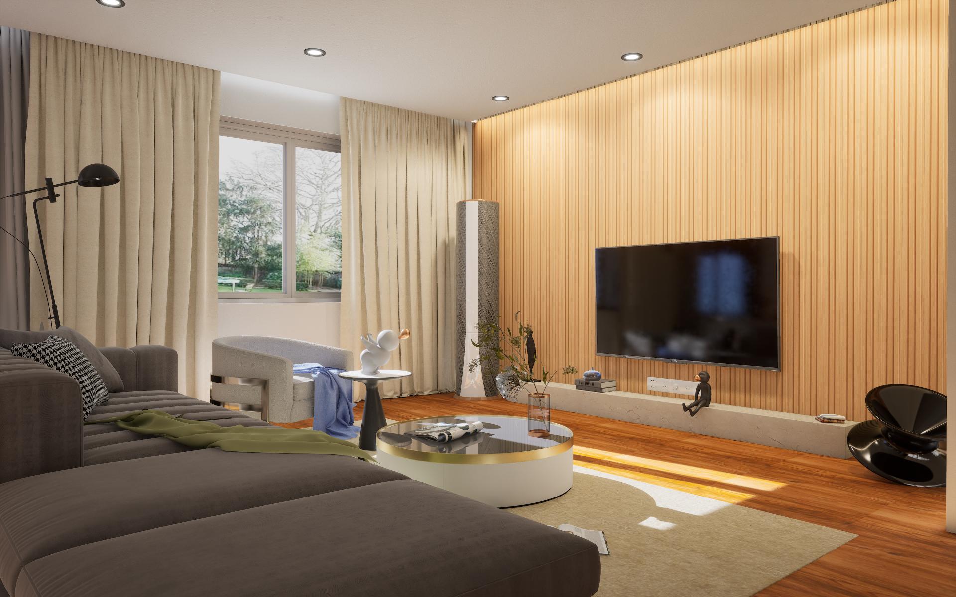 Fluted Louvers Wood Brown 8x0.41 Ft - Cd 301