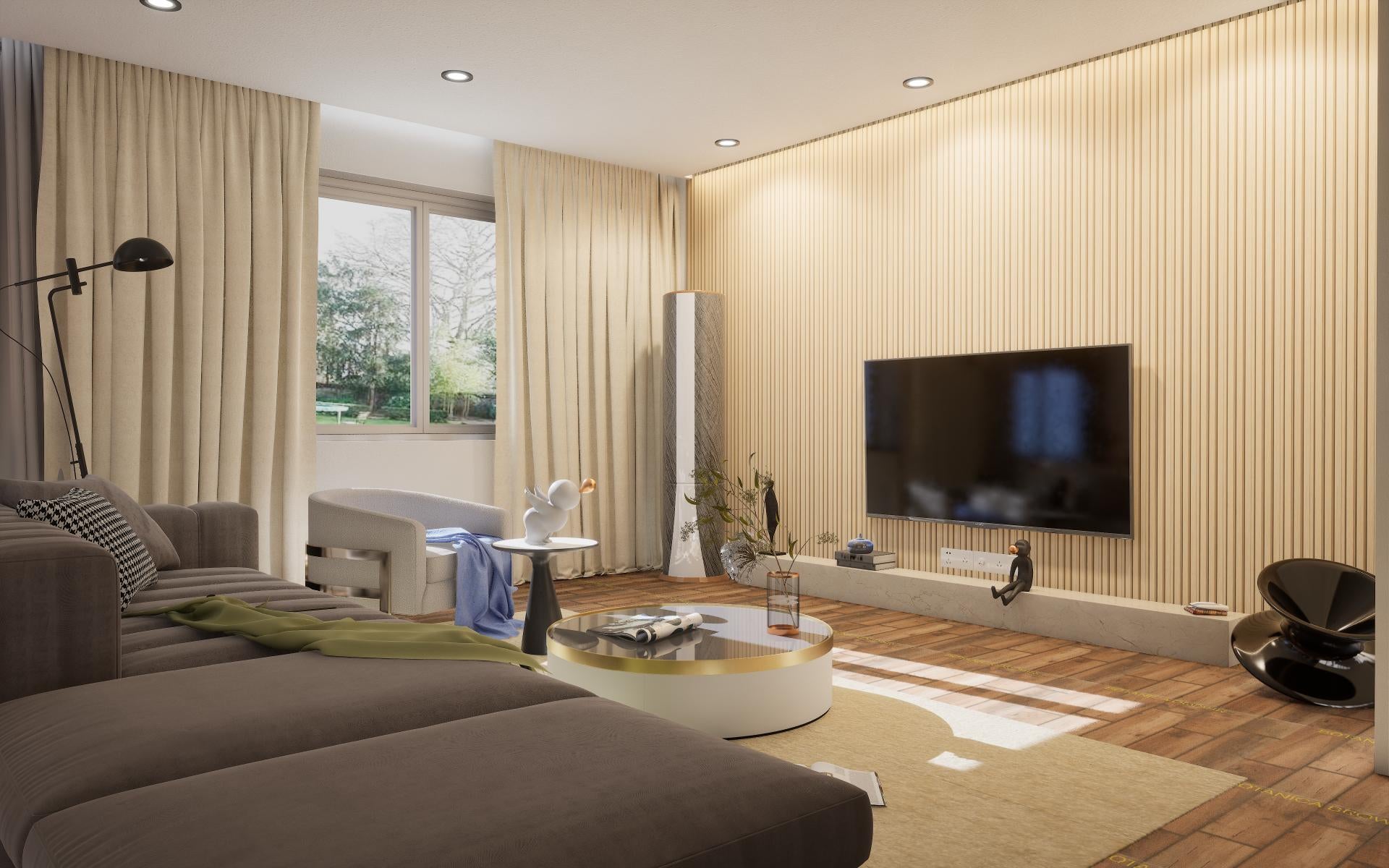 Fluted Louvers Wood Brown 8x0.41 Ft - Cd 308