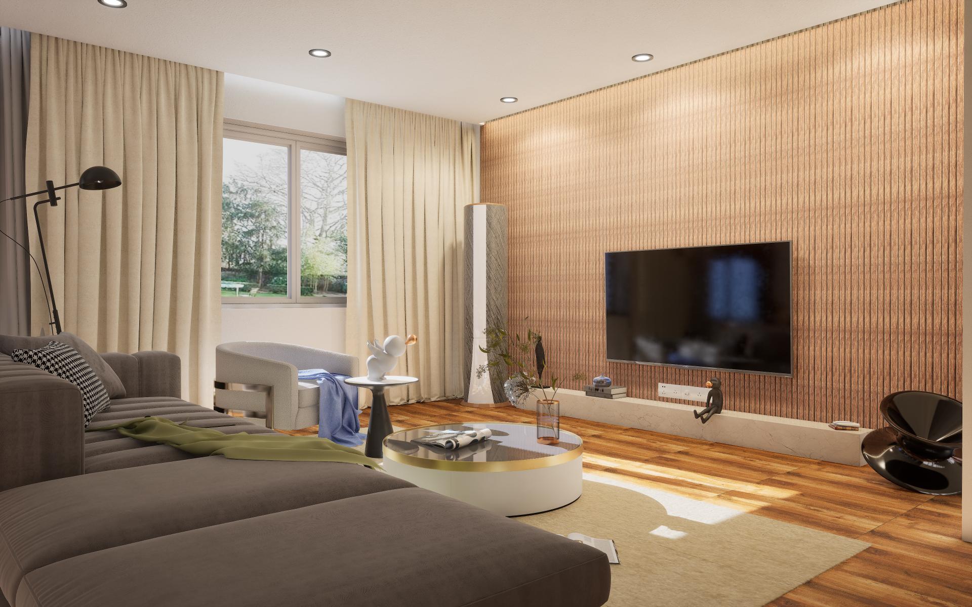 Fluted Louvers Wood Brown 8x0.41 Ft - Cd 306