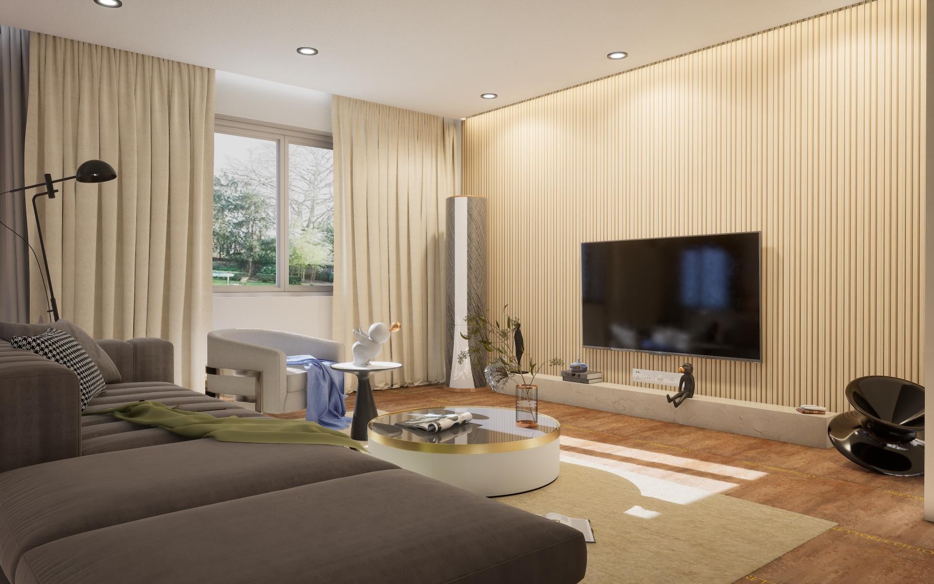 Fluted Louvers Wood Brown 8x0.41 Ft - Cd 308