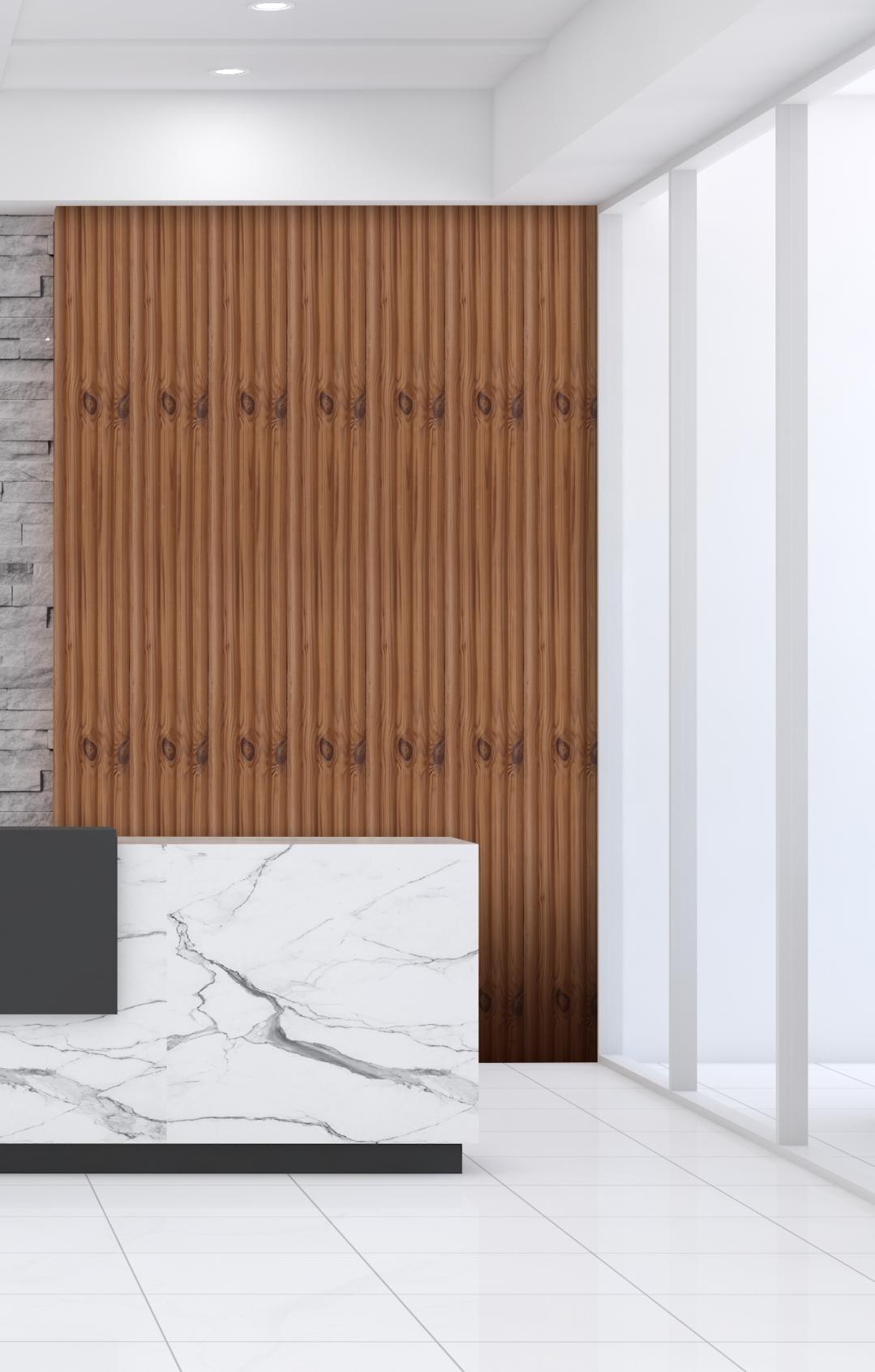 Fluted Louvers Wood Brown 8x0.41 Ft - Cd 5-U