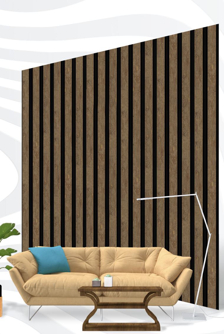 Wood Charcoal Louvers Brown 8x0.41 Ft - S5 182