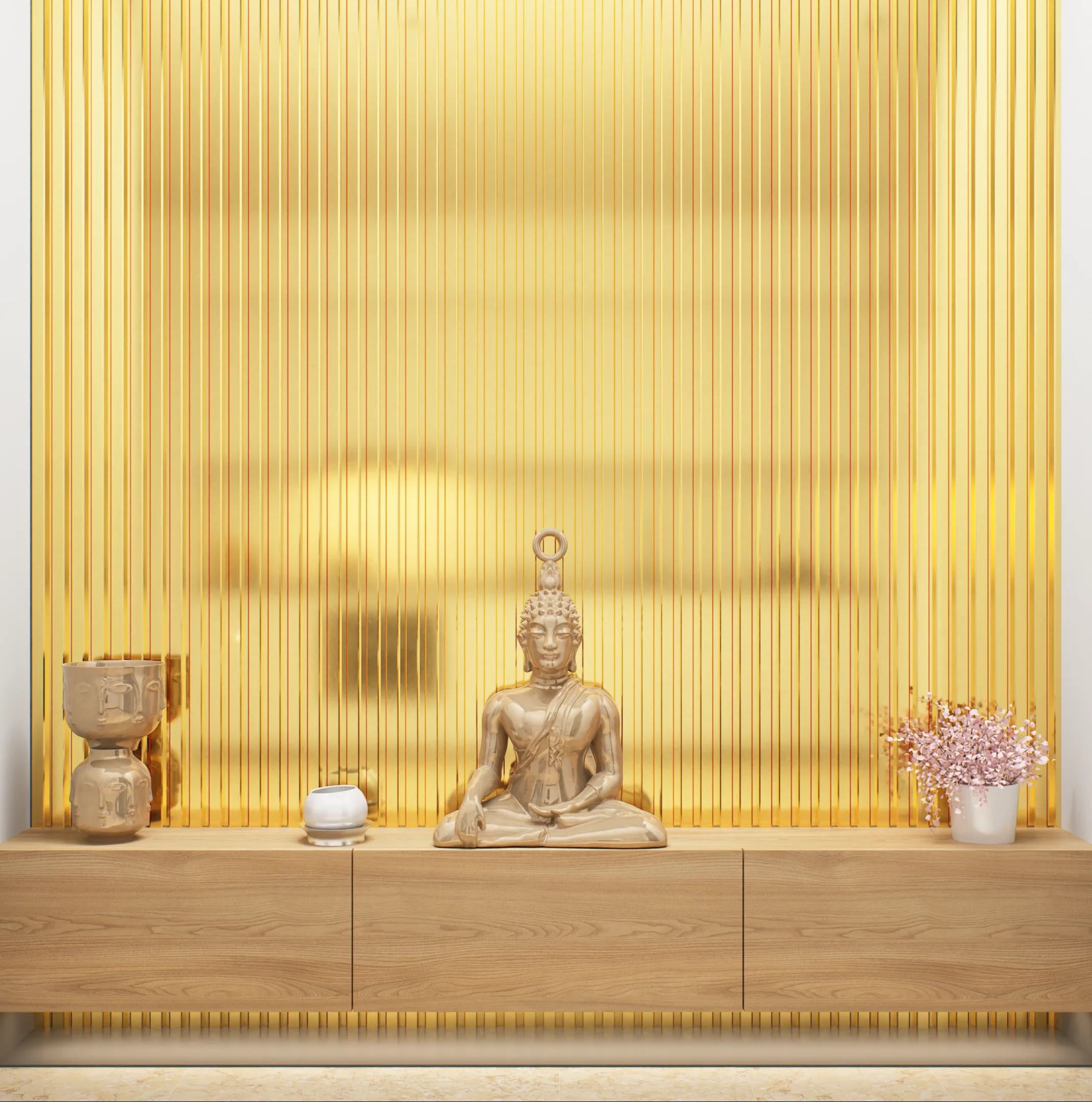 Yellow Metallic Wpc Louvers Panel 9.5x0.54 Ft - Pn 00281