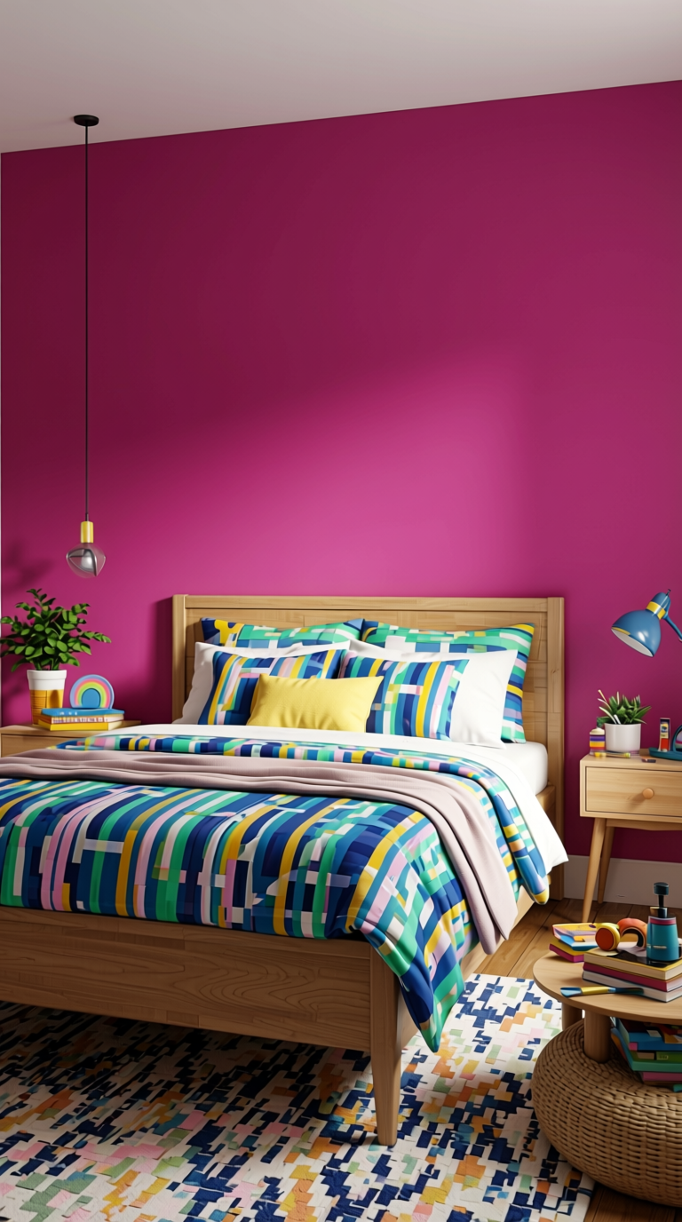 QUEEN MAGENTA Texture Laminate 4x8 ft - STY-SOL-574 — application view in a teen's room