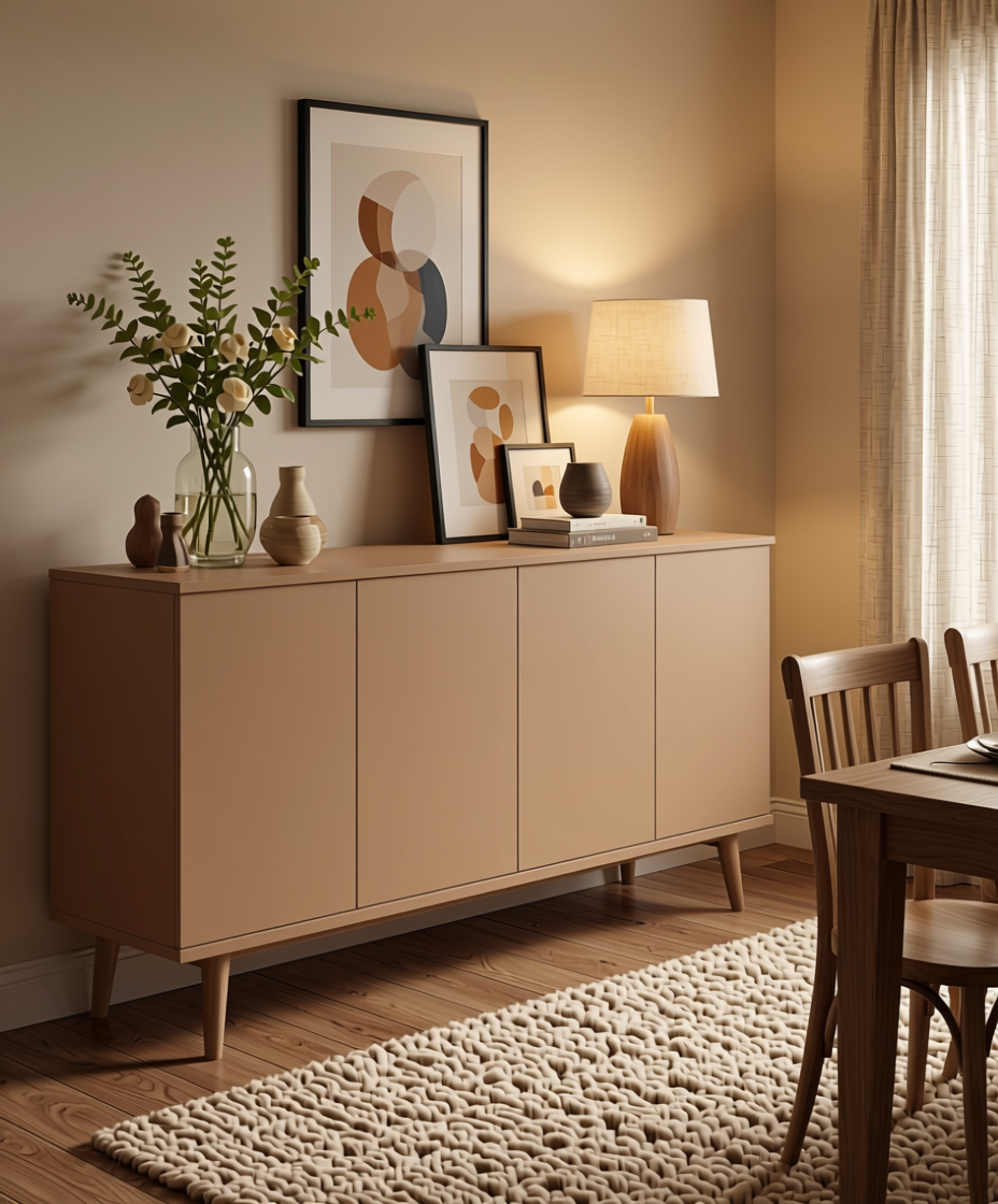 Egg White Wood Laminate 8x4 ft Texture 1 mm - 217 A50 — application view in a cozy dining room